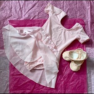 Leotard with a skirt, ballet slippers